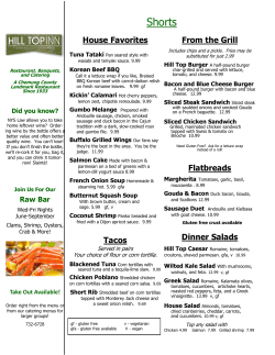 Dinner Menu - Hill Top Inn