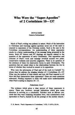 " Super-Apostles" of 2 Corinthians 10&mdash;13?