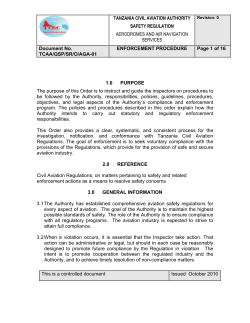 TANZANIA CIVIL AVIATION AUTHORITY SAFETY REGULATION