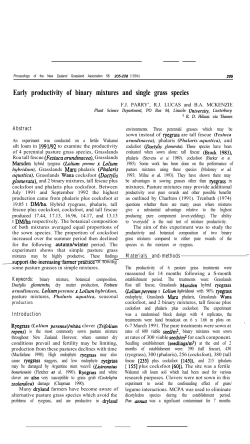 Early productivity of binary mixtures and single grass species