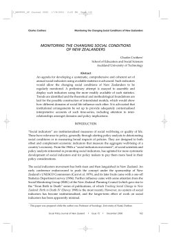 Monitoring the changing social conditions of New Zealanders