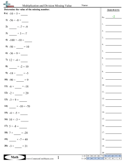 Multiplication and Division Missing Value