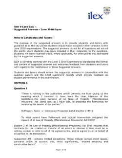 Unit 9 Land Law - Suggested Answers January 2010 Paper