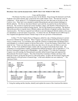 Cause and Revolution &ldquo;The Boston Tea Party was the last straw for