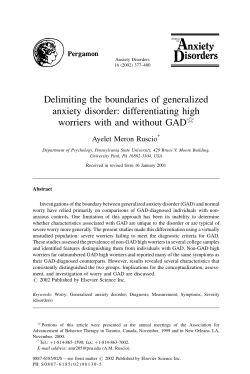 Delimiting the boundaries of generalized anxiety disorder