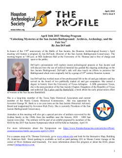 April 16th 2015 Meeting Program “Unlocking Mysteries at the San