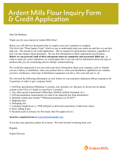 Ardent Mills Export Flour Inquiry Form