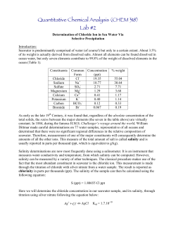 Quantitative Chemical Analysis (CHEM 318) Lab #2