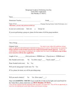 Hampstead Academy Performing Arts Day Talent Show Application