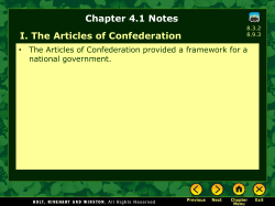 I. The Articles of Confederation Chapter 4.1 Notes