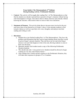 Franz Kafka`s The Metamorphosis (3rd Edition) During Reading