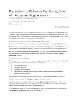 Comments for New PE and Order of the Engineer Recognition