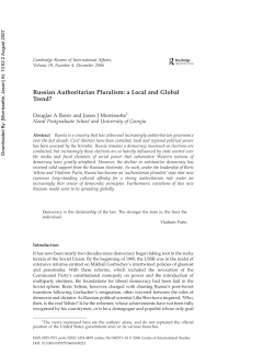 Russian Authoritarian Pluralism: A Local and Global Trend?