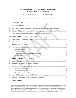 Framework for the Joint Development of Hydrocarbon Resources