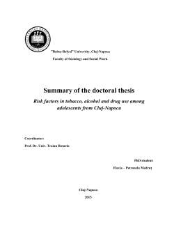 Summary of the doctoral thesis Risk factors in tobacco, alcohol and