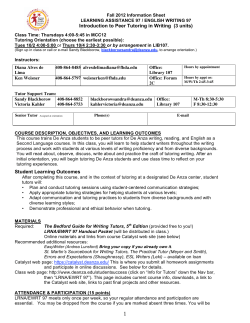 1 Introduction to Peer Tutoring in Writing (3 units) Student