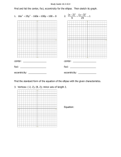 Find and list the center, foci, eccentricity for the ellipse. Then sketch