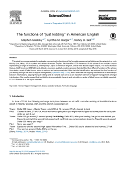 The functions of &ldquo;just kidding&rdquo; in American English