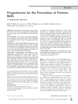 Progesterone for the Prevention of Preterm Birth