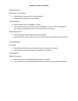 Spanish 2 pre-AP Lesson Plans Monday 8/25/14 Class Rules and