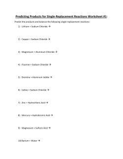 Predicting Products for Single-Replacement Reactions Worksheet #1:
