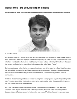 DailyTimes | De-securitising the Indus