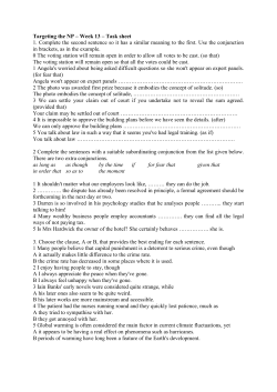 Targeting the NP &ndash; Week 13 &ndash; Task sheet 1. Complete the second