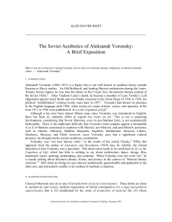 The Soviet Aesthetics of Aleksandr Voronsky: A Brief Exposition