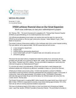 STEGH achieves financial close on Our Great Expansion