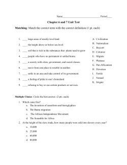 Chapter 6 and 7 Unit Test Matching: Match the correct term with the