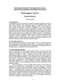 Technological &ldquo;lock-in&rdquo; - The International Society for Ecological