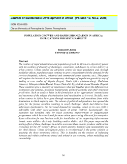 POPULATION GROWTH AND RAPID URBANIZATION IN AFRICA