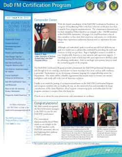 DoD FM Certification Program Newsletter