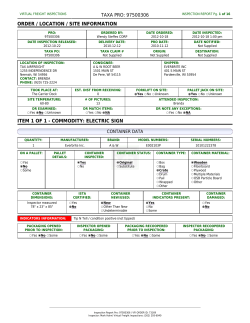 TAXA PRO: 97500306 ORDER / LOCATION / SITE INFORMATION