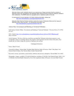 Government and Banking in Territorial Nebraska