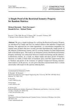 A Simple Proof of the Restricted Isometry Property for Random