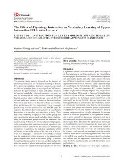 The Effect of Etymology Instruction on Vocabulary