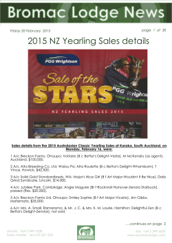 2015 NZ Yearling Sales details