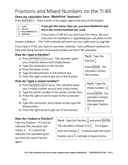 Fractions and Mixed Numbers on the TI-84