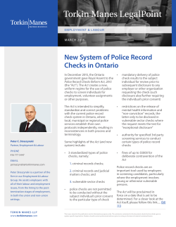 New System of Police Record Checks in Ontario