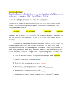 Bellringer #2 Introducting Transitions into a mini paragraph
