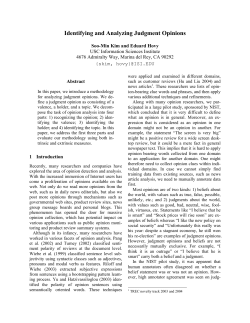Identifying and Analyzing Judgment Opinions