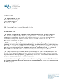 August 25, 2016 The Honorable Kevin de Le&oacute;n Senate President