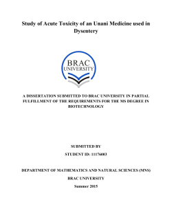 Study of Acute Toxicity of an Unani Medicine used in Dysentery