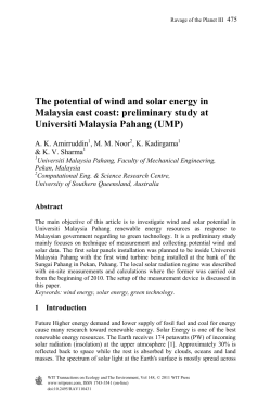 The potential of wind and solar energy in Malaysia east