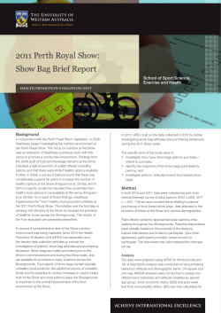2011 Perth Royal Show: Show Bag Brief Report