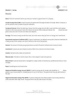 Module 5 - Saving HANDOUT 5-11 Glossary