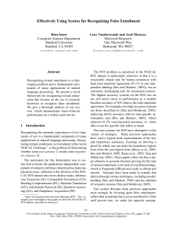 Effectively Using Syntax for Recognizing False Entailment