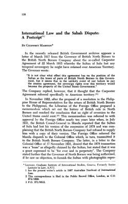International Law and the Sabah Dispute: A Postcript(ll