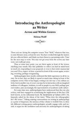 Introducing the Anthropologist as Writer